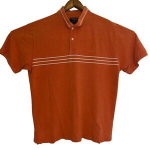 American Eagle Outfitters Mens Orange Polo Shirt XL Cotton Striped Short Sleeve